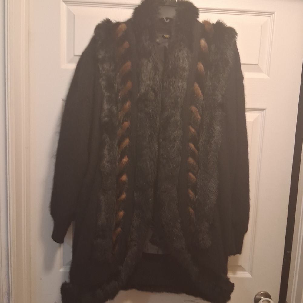 Vintage Fully Fashion Black Angora Sweater/Jacket